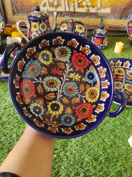 Ceramic Handmade Handle Karahi |Size 9 inch | J Design