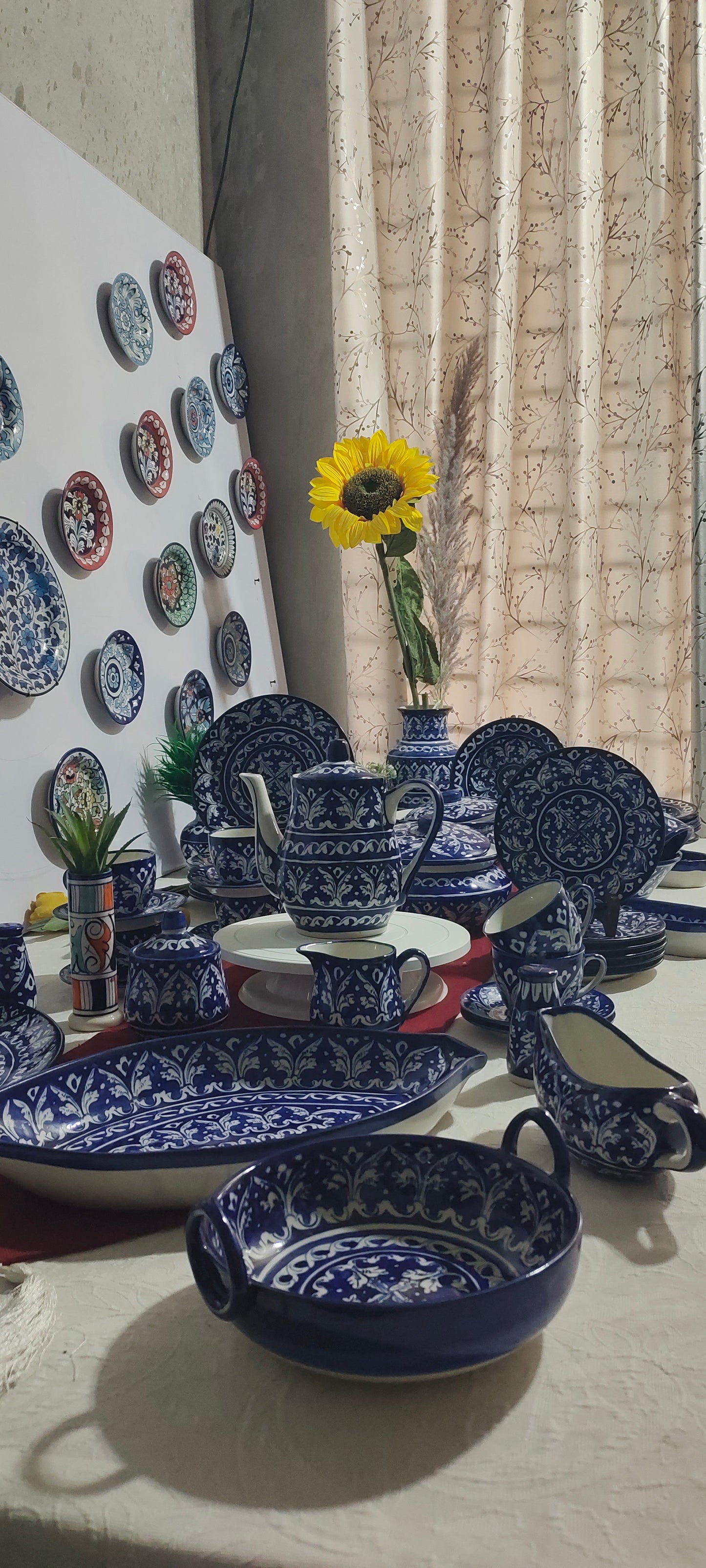 Customized Handmade Ghauri Blue Dinner Set | 6 Men Set | 53 Pcs | Tableware | Free Delivery