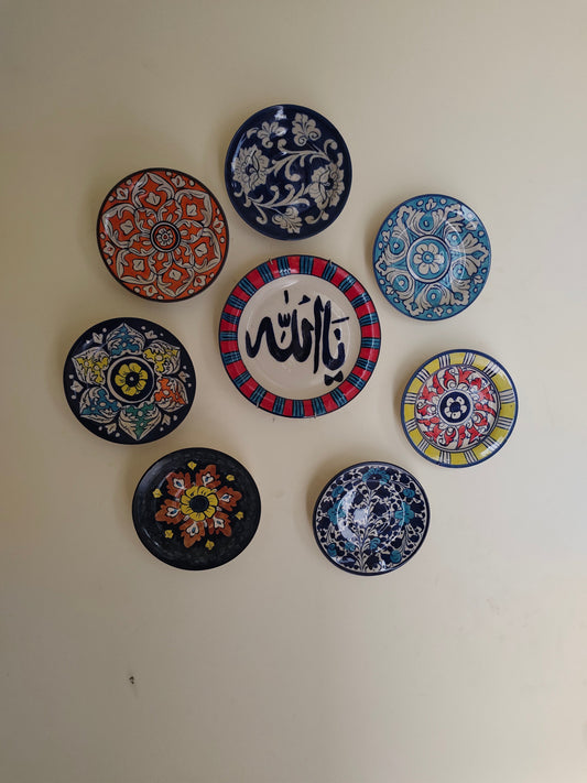 Ceramic Handmade Plate Set | Calligraphy Wall Art | Wall Art | 8 pcs set