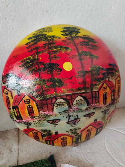 Handmade Camel Skin Lamp Red House Wall Plate  | Size 12 inch