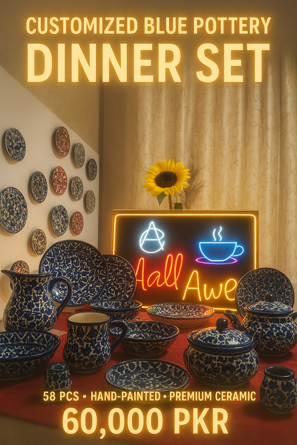 Customized Dinner set | 6 Person Serving| Wedding Package | Serena Design | Free Delivery | Free Gift