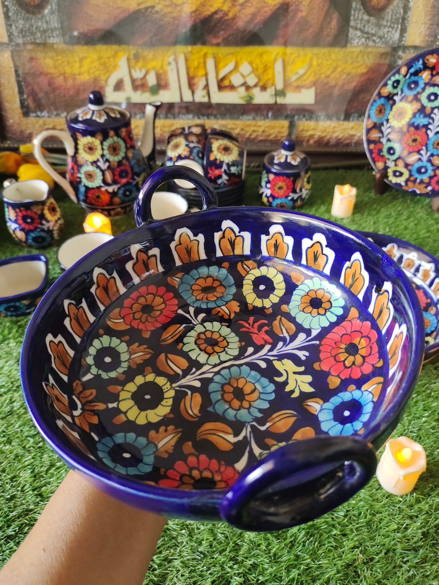 Ceramic Handmade Handle Karahi |Size 9 inch | J Design