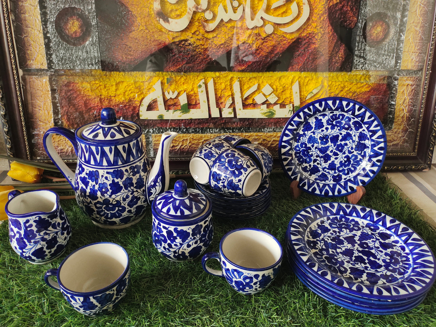 Ceramic Handmade Tea Set with Snack Plates | Quantity 21 Pcs | Serena Design | Nashta Set