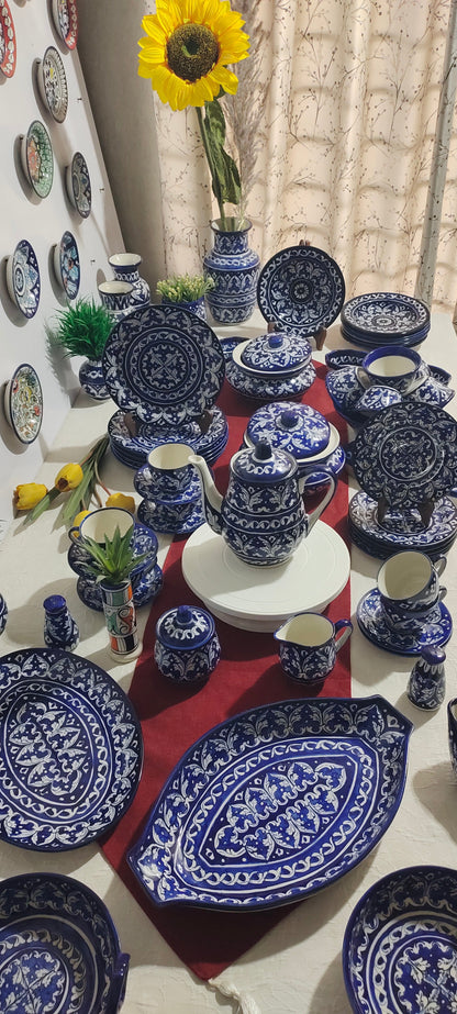 Customized Handmade Ghauri Blue Dinner Set | 6 Men Set | 53 Pcs | Tableware | Free Delivery