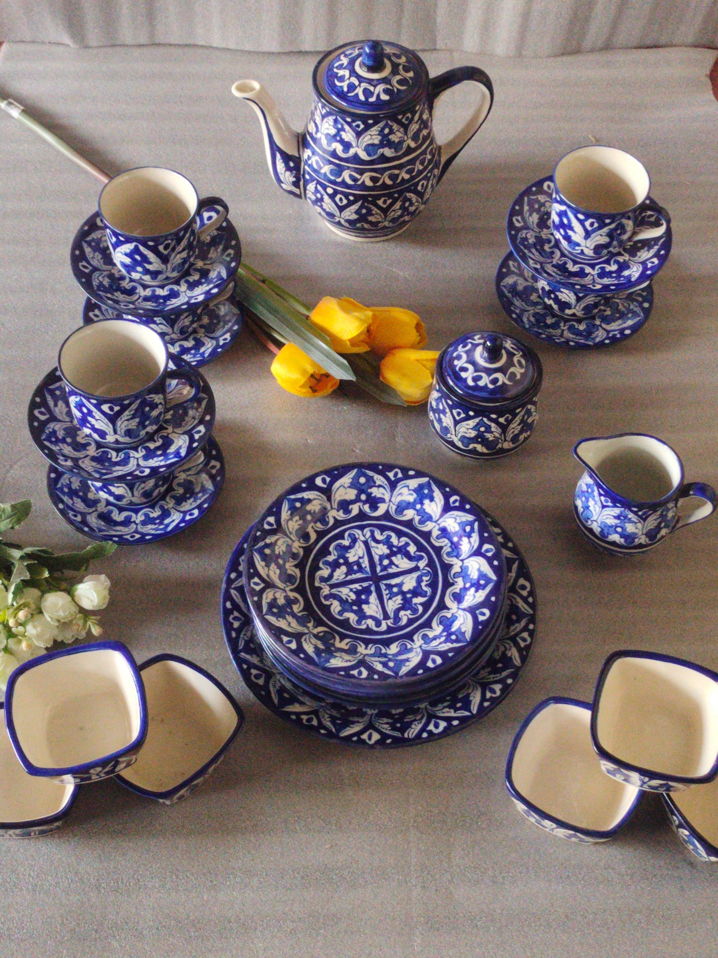 Ceramic Handmade Pottery Breakfast set / Nashta Set, Ceramic Tea set, Side plates, Unique gift for coffee lover, purchase as a set
