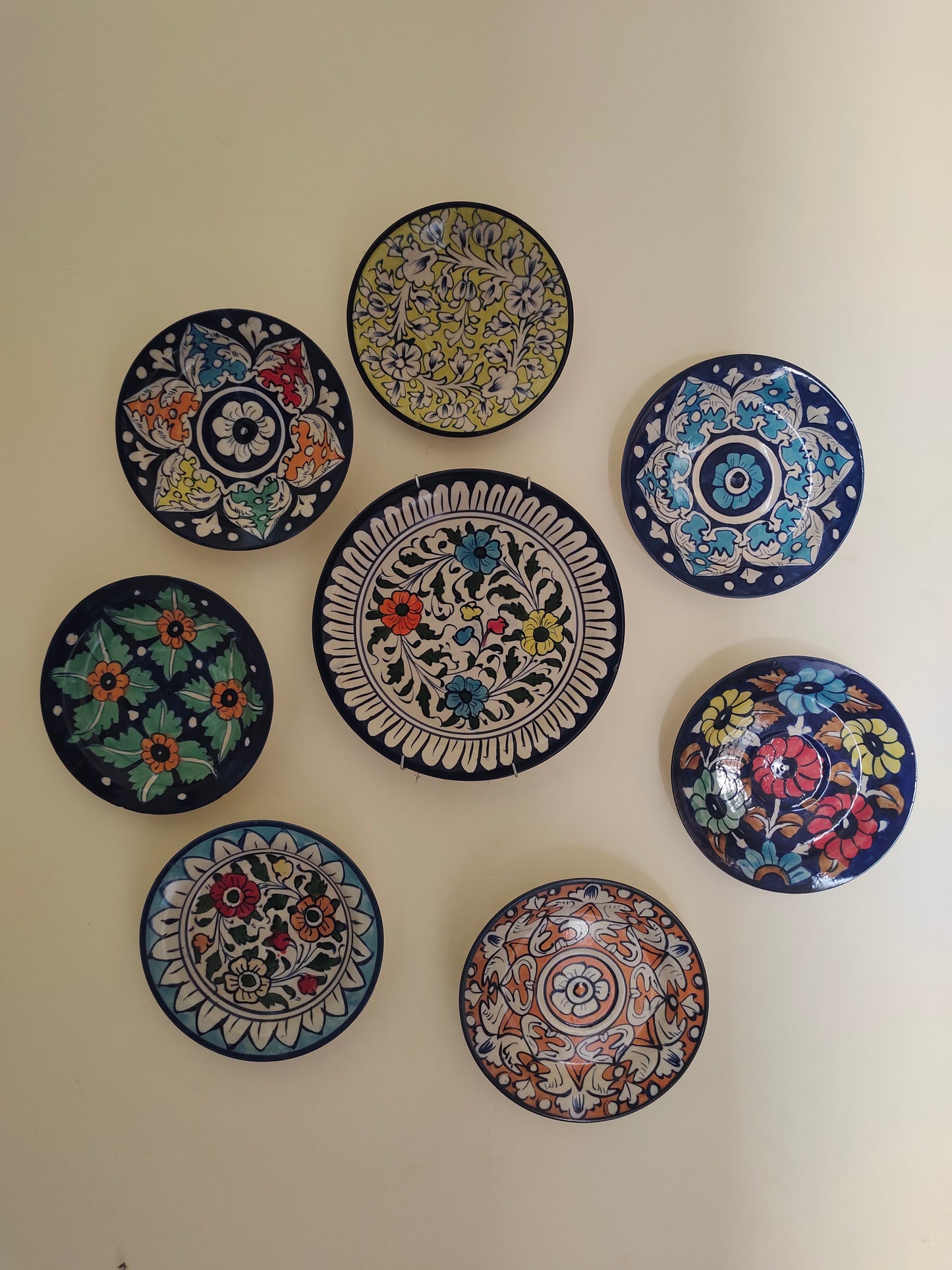 Ceramic Wall Hanging Plate set | Wall Art | 8 Pcs Set