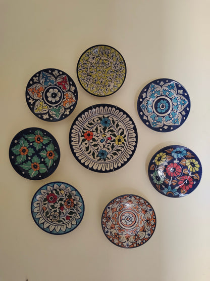 Ceramic Wall Hanging Plate set | Wall Art | 8 Pcs Set