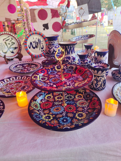 Ceramic Handmade Customized 2 Tiers Cake Set Stand
