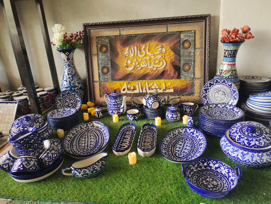 Ceramic Handmade Dinner Set | 10 Men Set | Ghauri Design | 65 Pcs