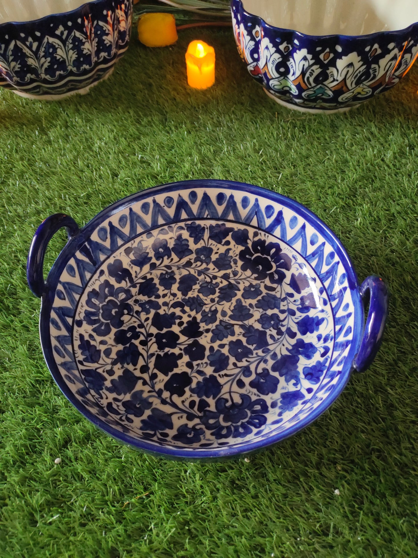 Ceramic Handmade Handle Karahi Serena | Size 10 inch