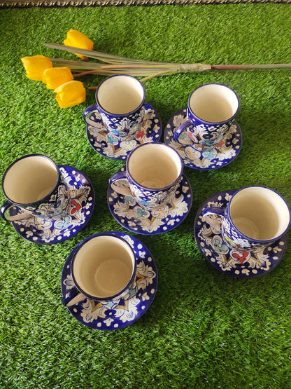 Ceramic Handmade Tea Mugs with Saucer Plates