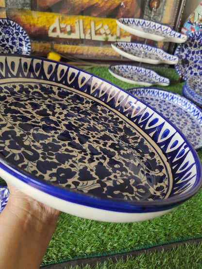 Ceramic Handmade Deep size Oval Serena Rice Platter | Size 13 inch