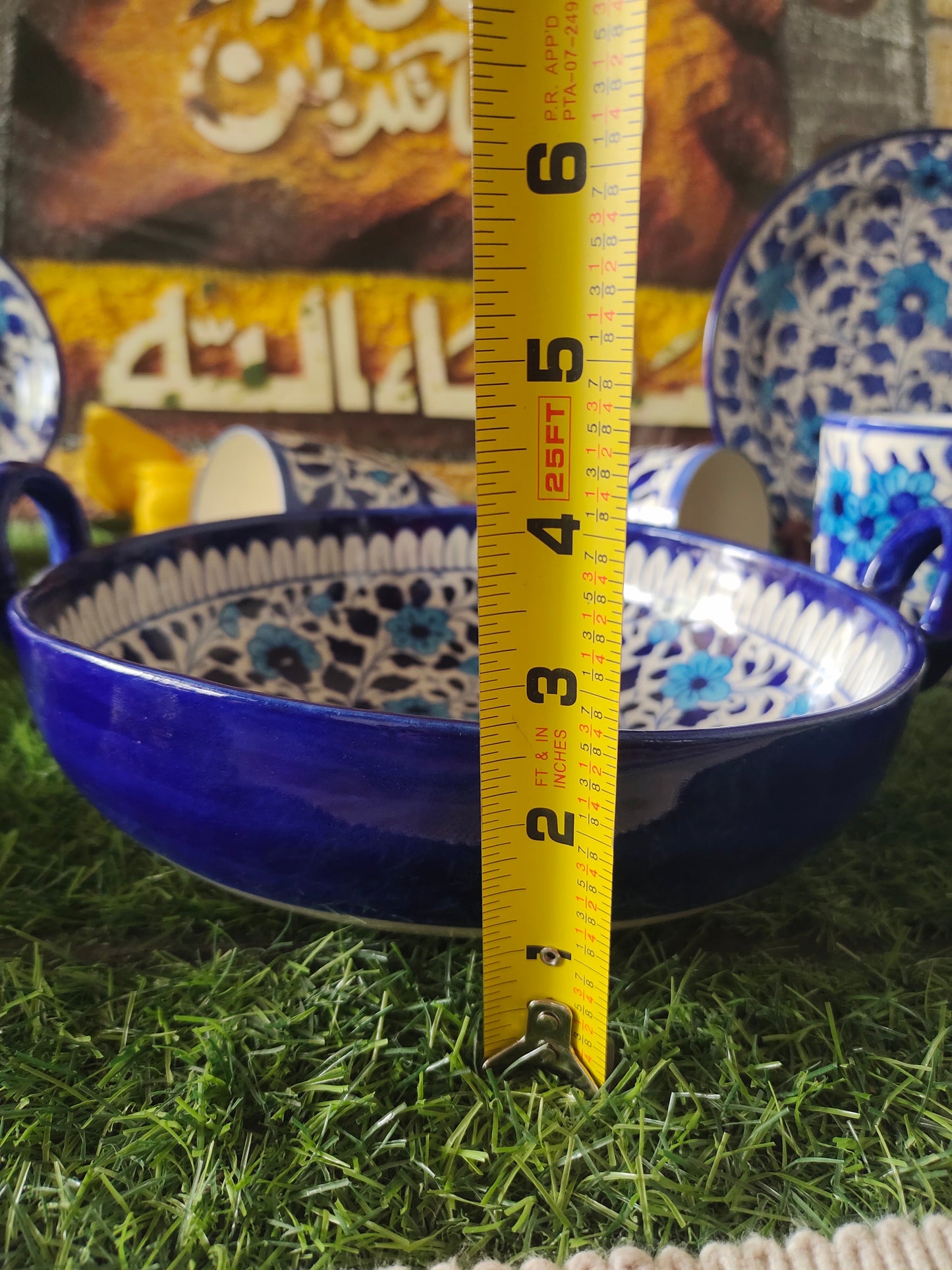 Ceramic Handmade Handle Karahi - Multani Design Handmade | Size 9 inch