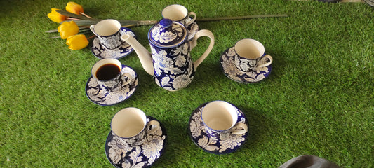 Ceramic Handmade Kahwa Set Complete | 13 Pcs |