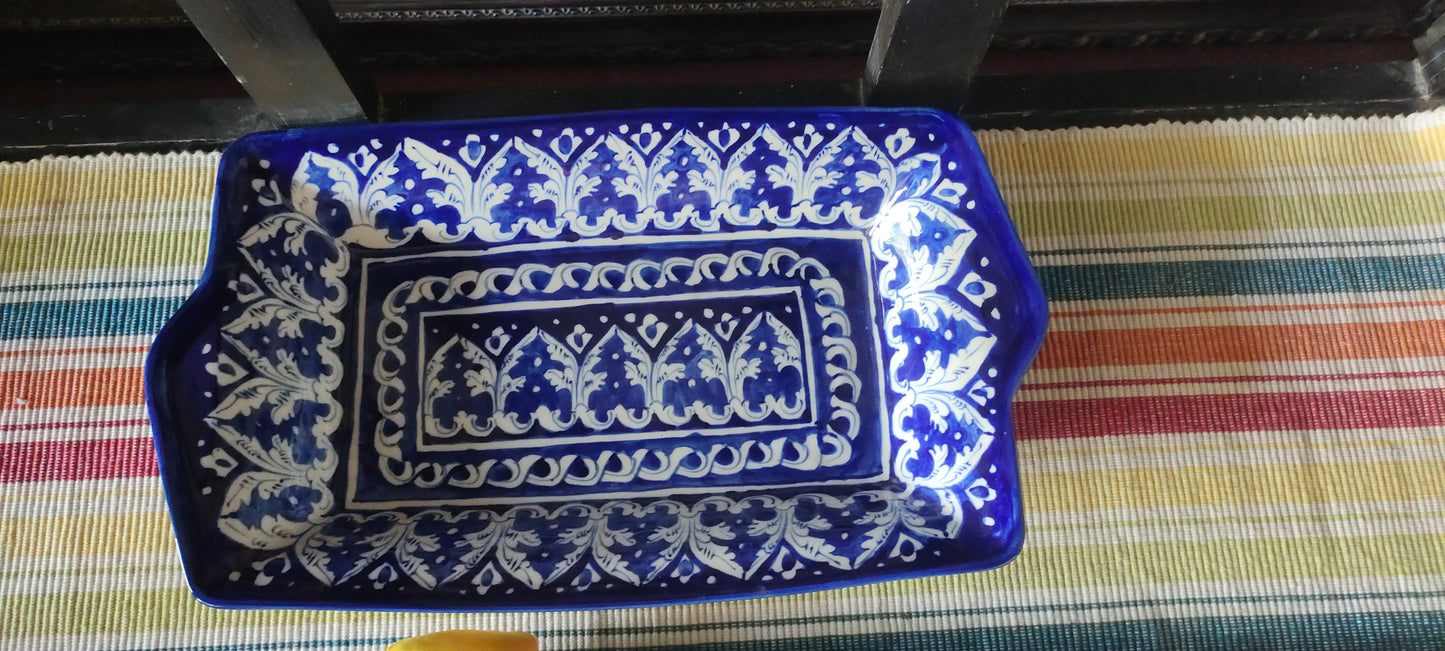 Ceramic Handmade Serving Deep Dish Platter Ghauri Design | Size 13 *8 inch