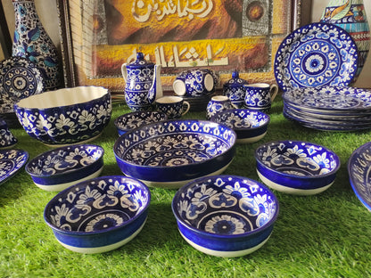 Ceramic Handmade Dinner Set |6 Men Set | Qty 49 pcs | Khaadi Blue Design