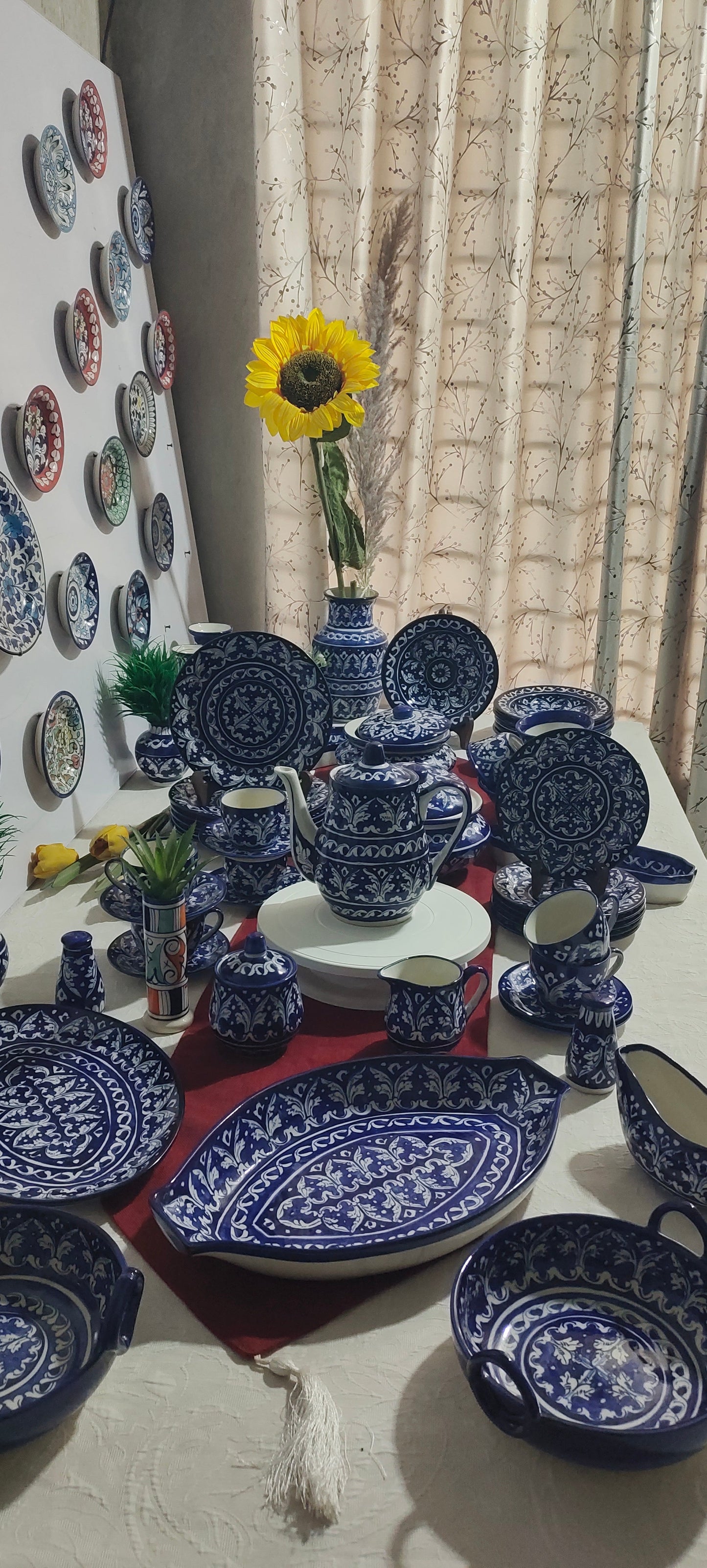 Customized Handmade Ghauri Blue Dinner Set | 6 Men Set | 53 Pcs | Tableware | Free Delivery