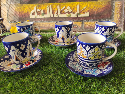 Ceramic Handmade Tea Mug with Saucer Plate