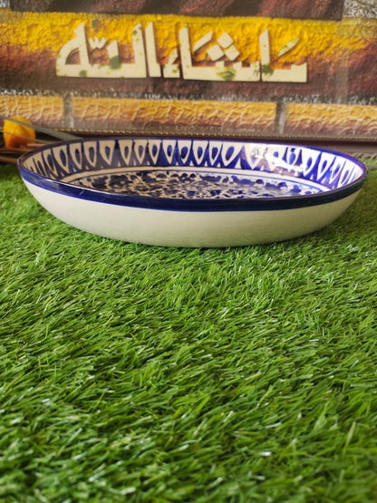 Ceramic Handmade Oval Rice Deep Platter | Size 13 inch