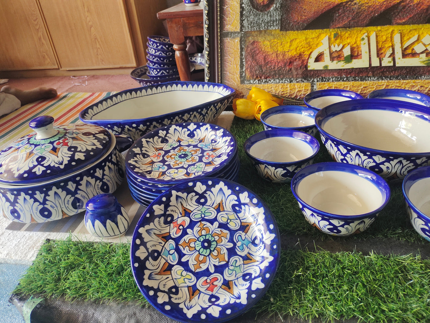 Handmade MULTI - 34 Pcs Dinner Set - Ceramic Porcelain Pakistan | Dinner Set for 8 Men Set | Dinnerware set | Dinner Service | Dinner Table | Dinnerware