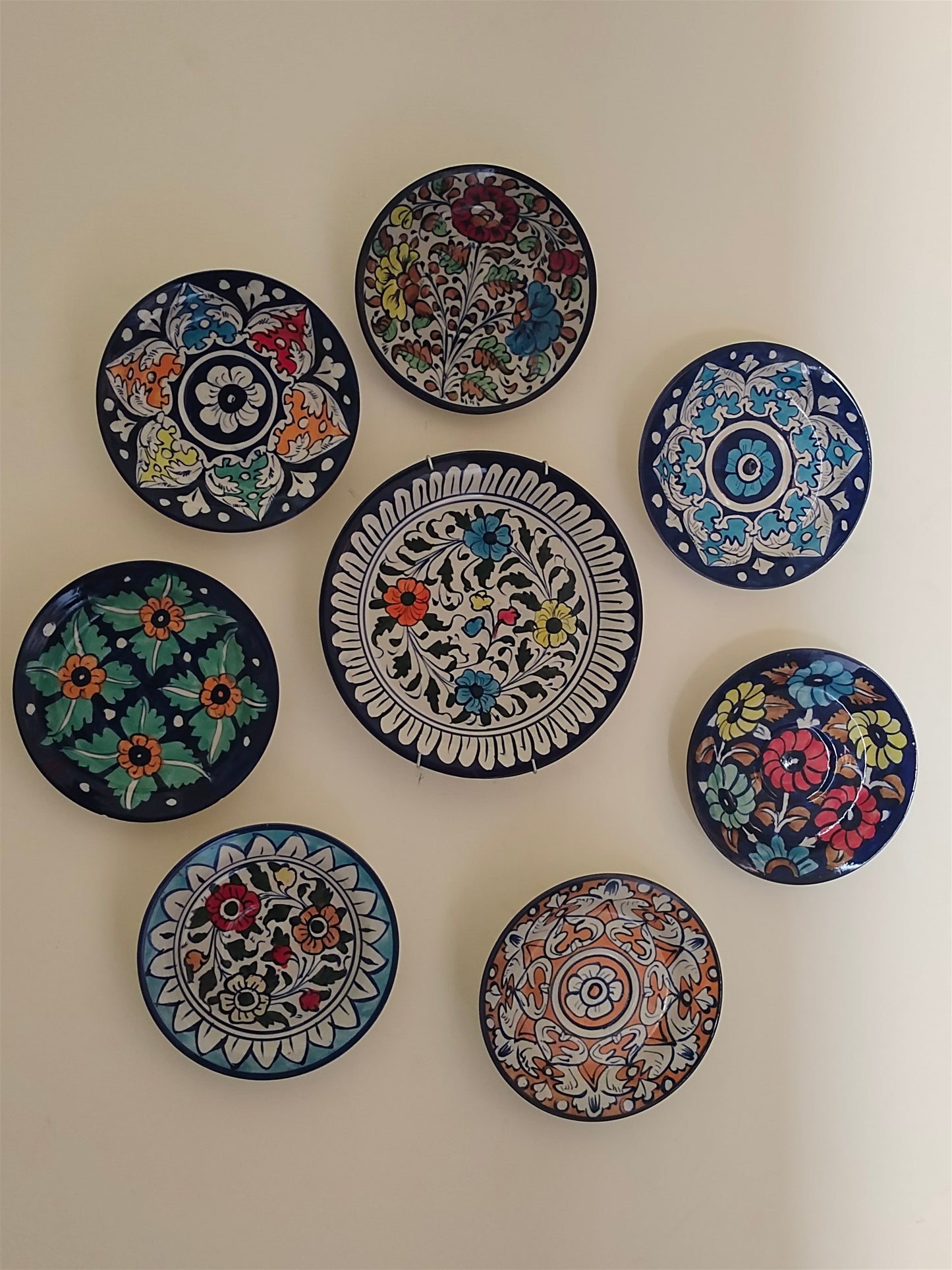 Ceramic Wall Hanging Plate set | Wall Art | 8 Pcs Set
