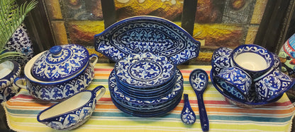 Ceramic Handmade Blue Pottery Dinner Set | 6 Men Set
