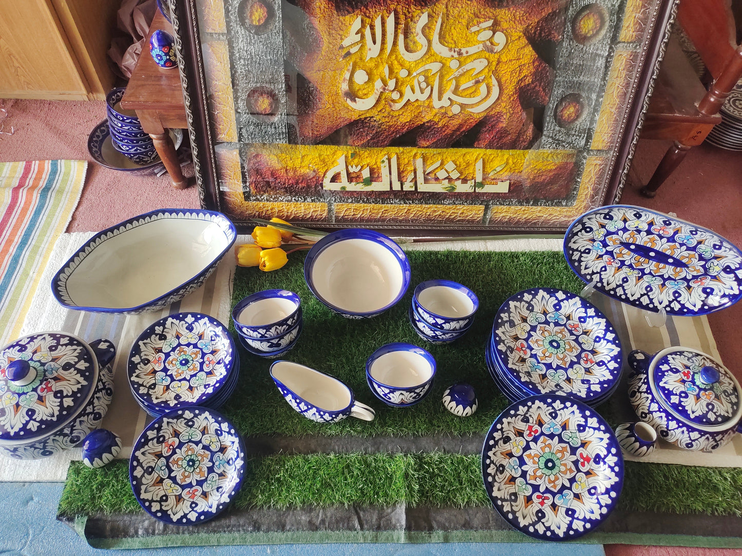 Handmade MULTI - 34 Pcs Dinner Set - Ceramic Porcelain Pakistan | Dinner Set for 8 Men Set | Dinnerware set | Dinner Service | Dinner Table | Dinnerware