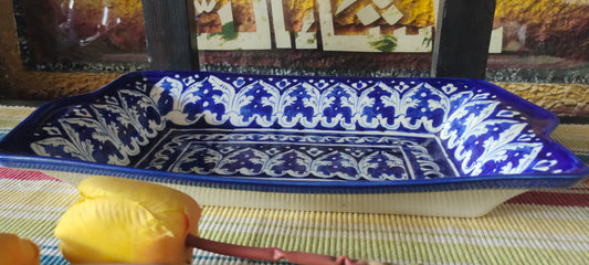 Ceramic Handmade Serving Deep Dish Platter Ghauri Design | Size 13 *8 inch