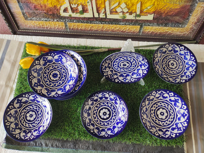 Ceramic Handmade Blue Deep Plate | Size 8 inch | Ghauri Design