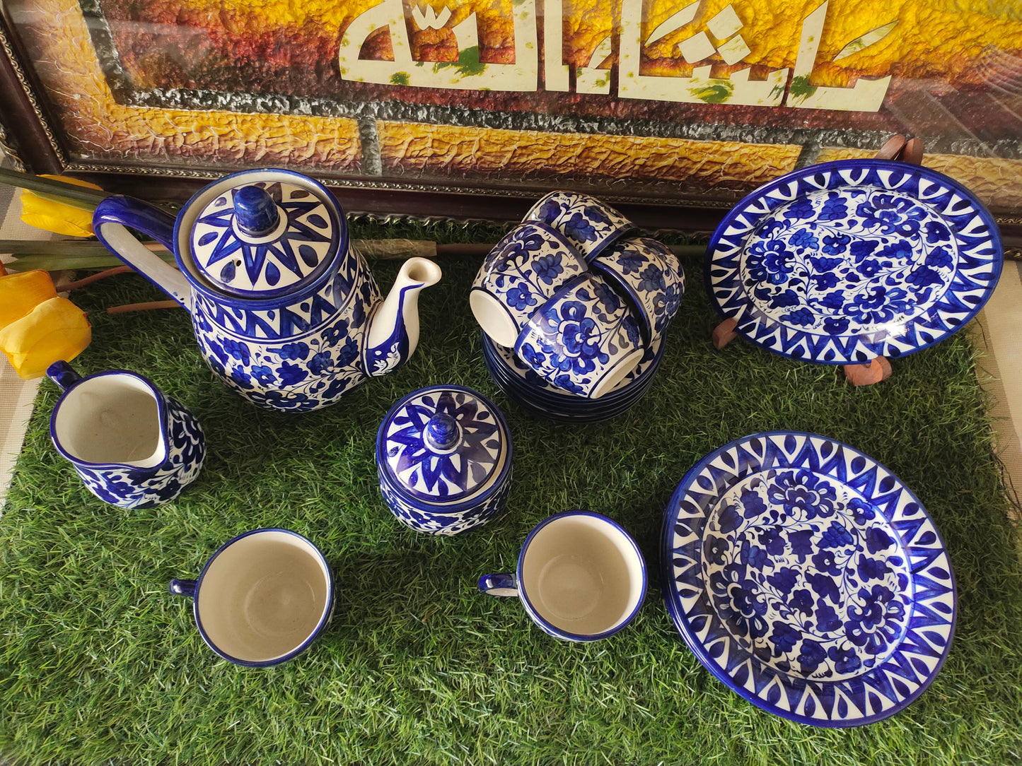 Ceramic Handmade Tea Set with Snack Plates | Quantity 21 Pcs | Serena Design | Nashta Set