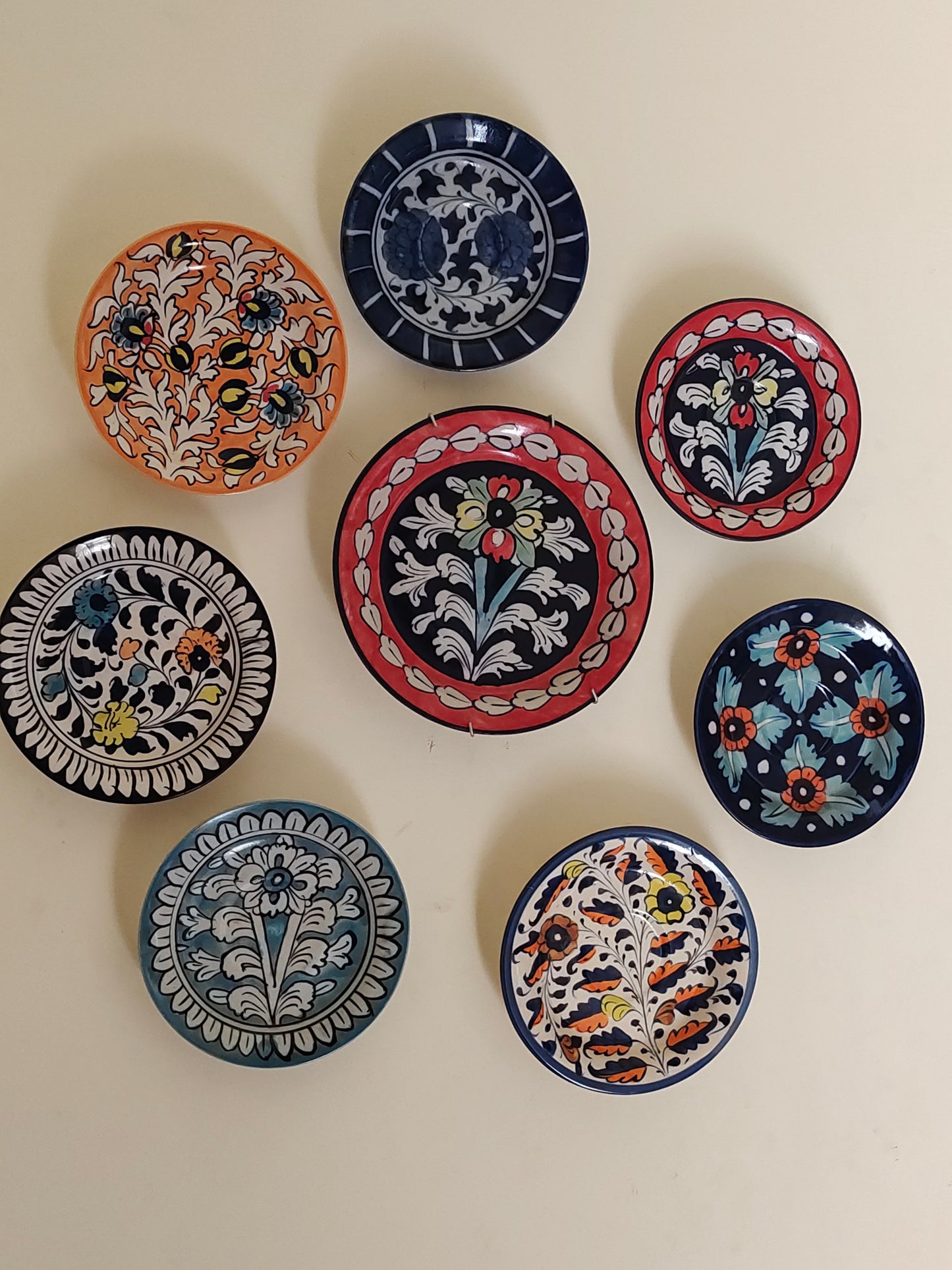 Ceramic Handmade Wall Hanging Set | 8 Plates Set | Wall Art
