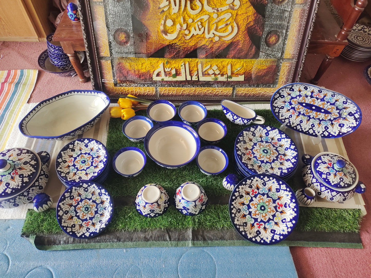 Handmade MULTI - 34 Pcs Dinner Set - Ceramic Porcelain Pakistan | Dinner Set for 8 Men Set | Dinnerware set | Dinner Service | Dinner Table | Dinnerware