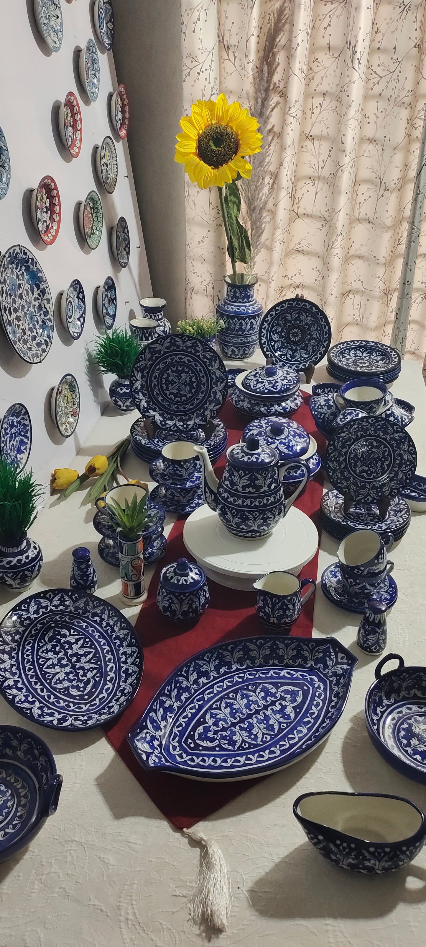 Customized Handmade Ghauri Blue Dinner Set | 6 Men Set | 53 Pcs | Tableware | Free Delivery