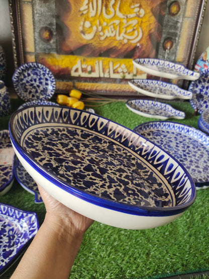 Ceramic Handmade Deep size Oval Serena Rice Platter | Size 13 inch