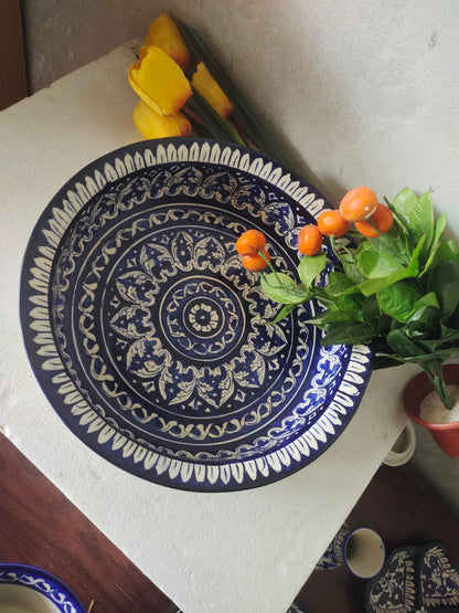 Ceramic Handmade Gauri Fruit Bowl | Large Size 15 inch | Deep 3 inch