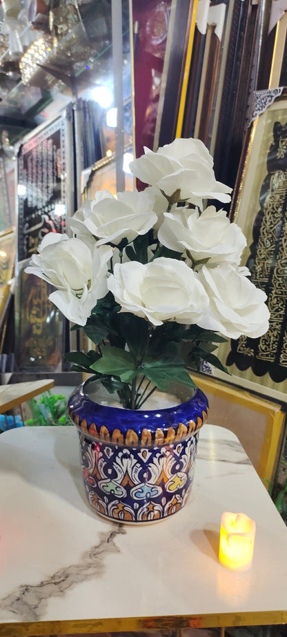 Ceramic Planter Blue Pottery Handmade |