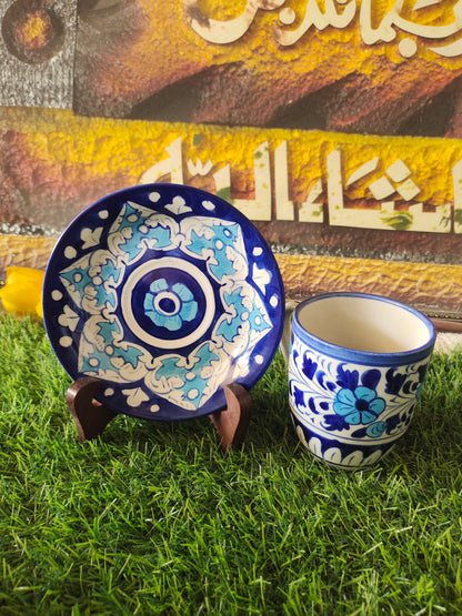 Ceramic Handmade Tea Mug with Saucer Plate