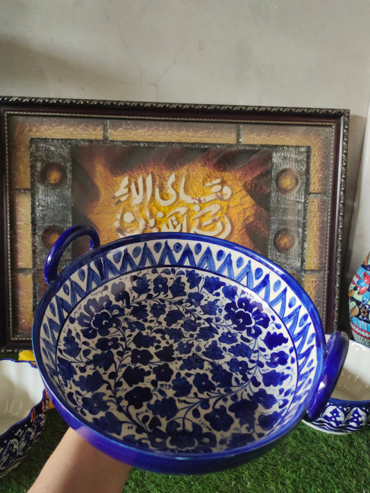Ceramic Handmade Handle Karahi Serena | Size 10 inch