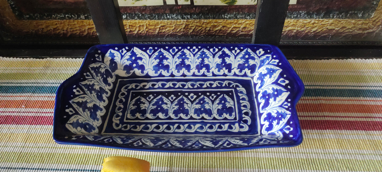 Ceramic Handmade Serving Deep Dish Platter Ghauri Design | Size 13 *8 inch