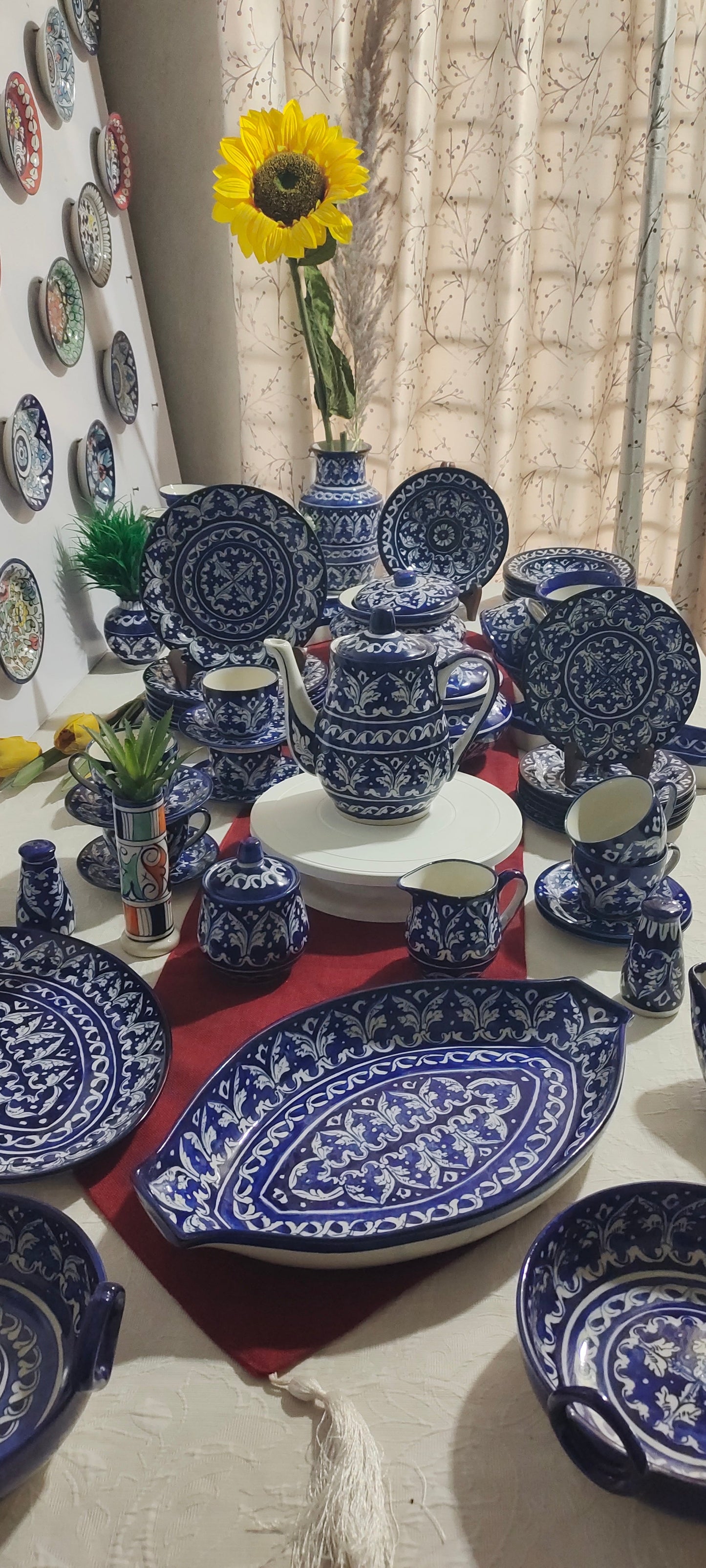 Customized Handmade Ghauri Blue Dinner Set | 6 Men Set | 53 Pcs | Tableware | Free Delivery