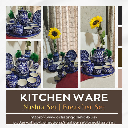 Ceramic Handmade Customized Pottery Breakfast set | Nashta Set | Ceramic Tea set | Side plates | Unique gift for coffee lover |purchase as a set
