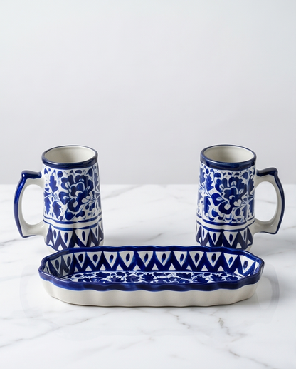Ceramic Handmade Mug Set with Serving Dish 🎁