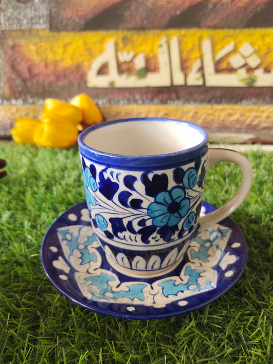 Ceramic Handmade Tea Mug with Saucer Plate