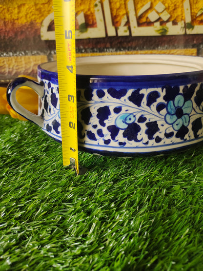 Ceramic Handmade Salan Donga | Serving Bowl Lid cover and Handle | Multani Design | Size Large 9 inch