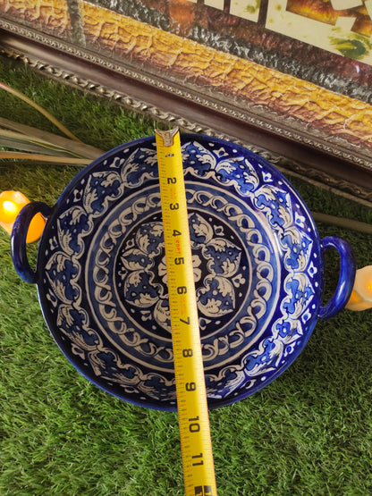 Ceramic Handmade Handle Karahi | Ghauri Design | Size 10 inch
