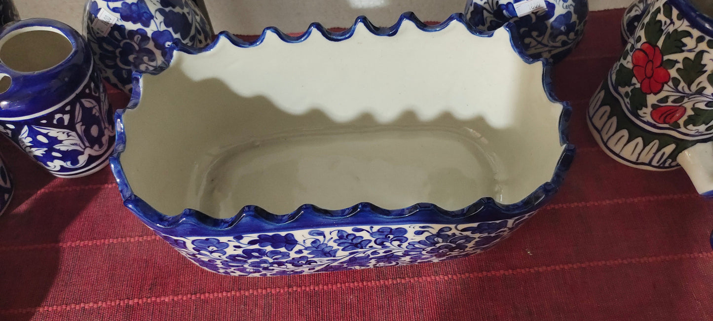 Ceramic Handmade NS Serving Bowl Blue Pottery |