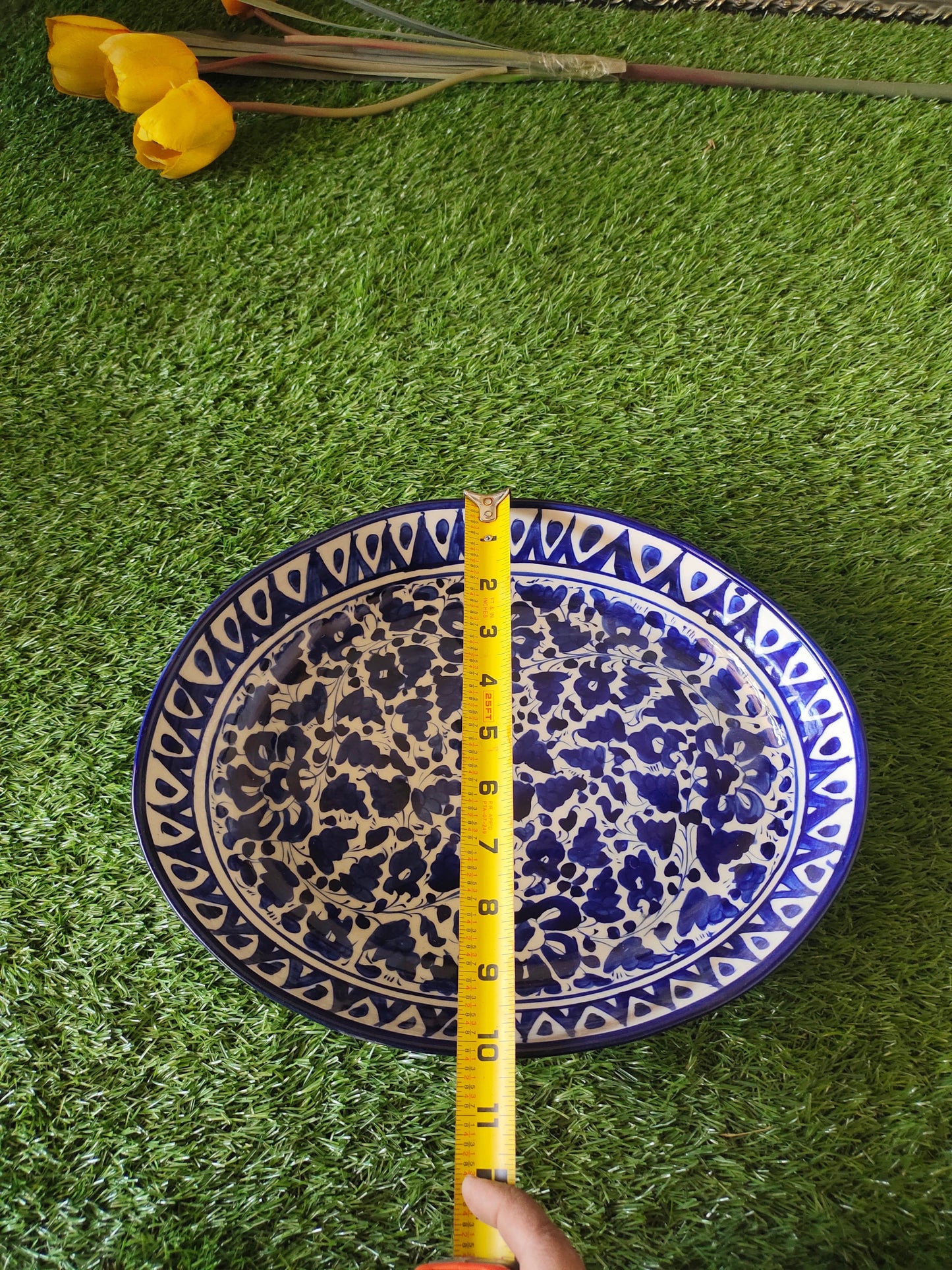 Ceramic Handmade Oval Rice Deep Platter | Size 13 inch
