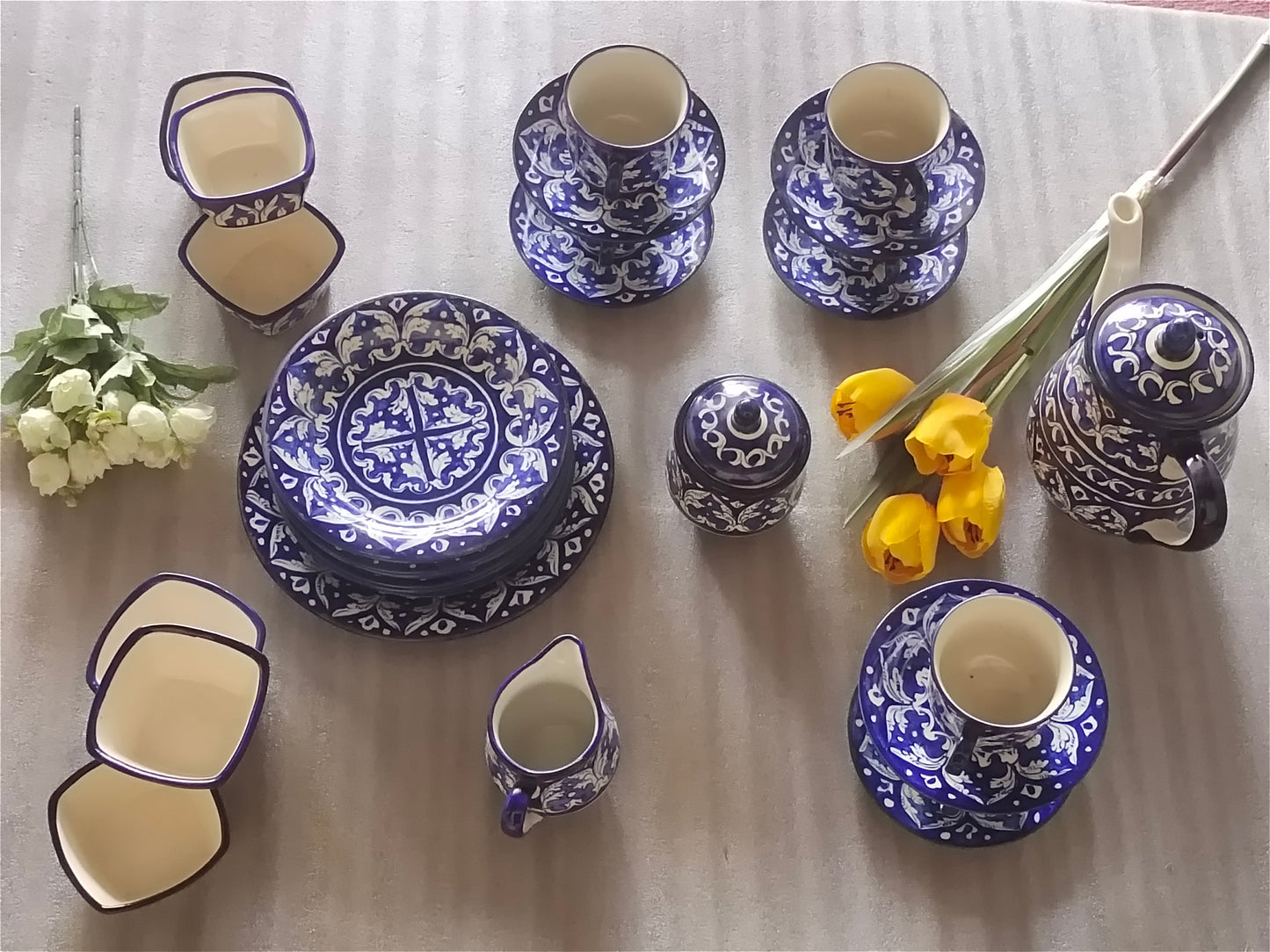 Ceramic Handmade Pottery Breakfast set / Nashta Set, Ceramic Tea set, Side plates, Unique gift for coffee lover, purchase as a set
