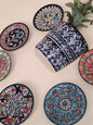 Handmade Customized Wall Hanging Plates Blue Pottery | 7 pcs set