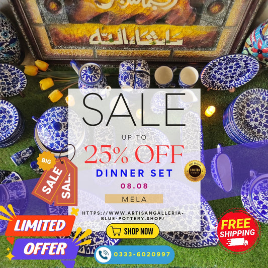Ceramic Handmade Customized Dinner Set | 10 Men Set | Sareena Design | 65 Pcs